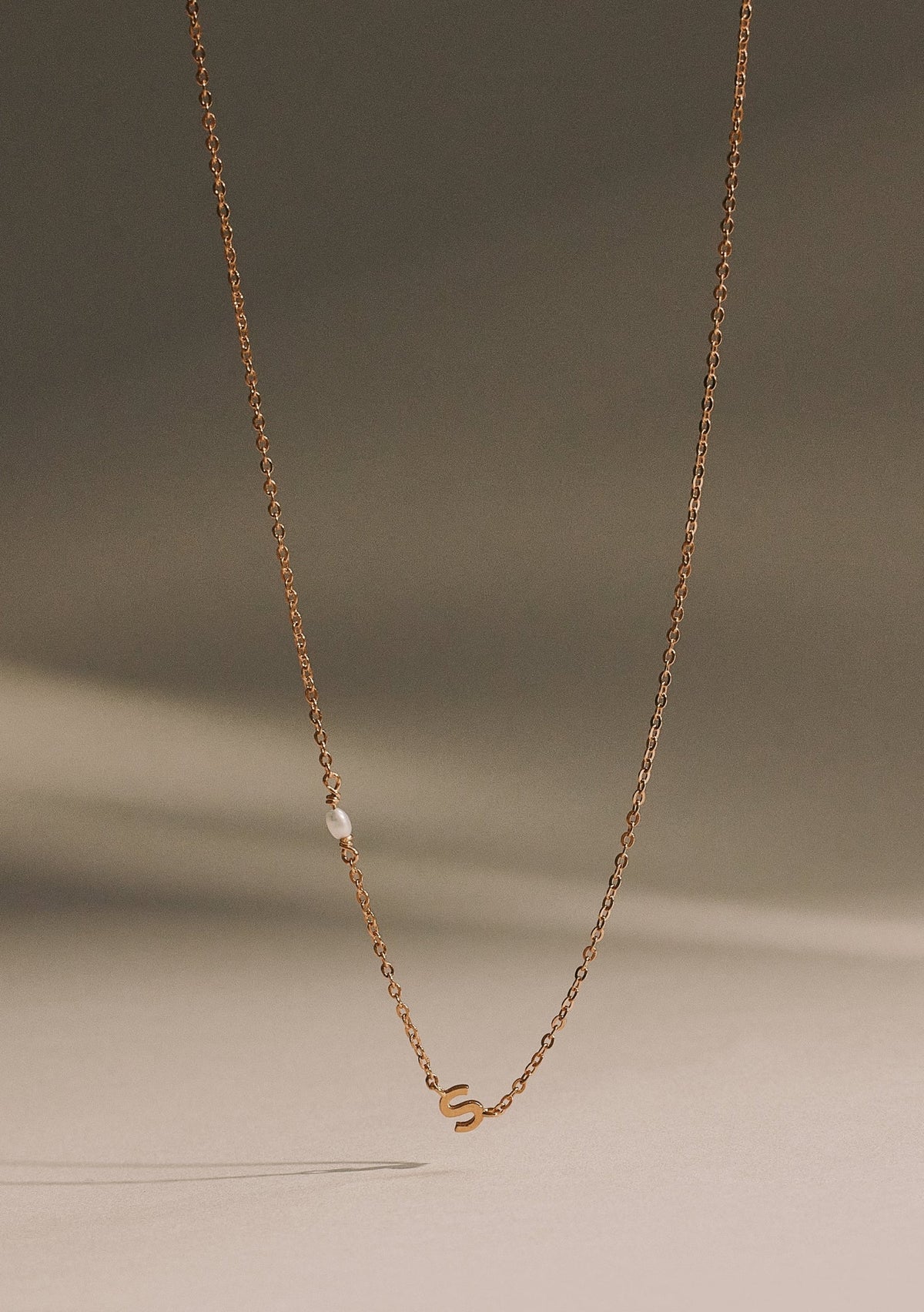 Pearl Letter Necklace - Gold