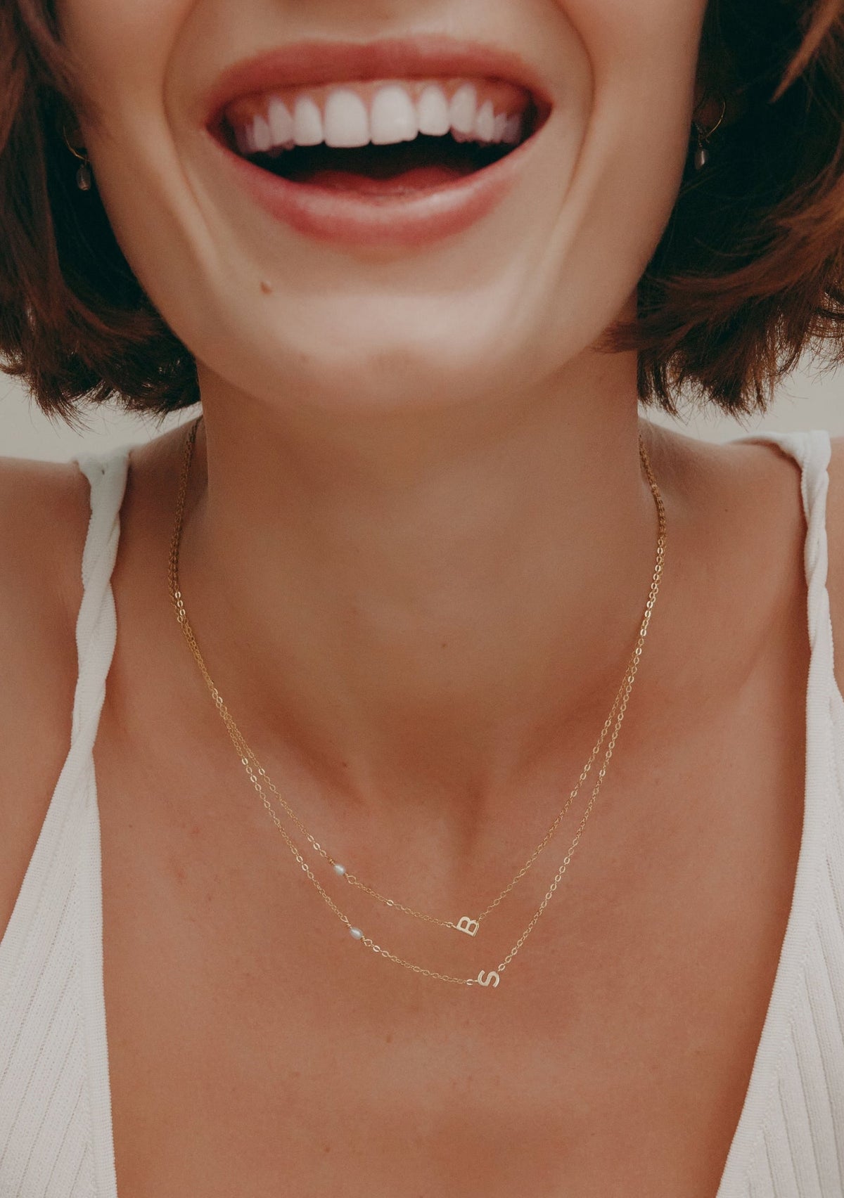 Pearl Letter Necklace - Gold