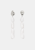 Cielo Long Pearl Drop Earrings - Silver