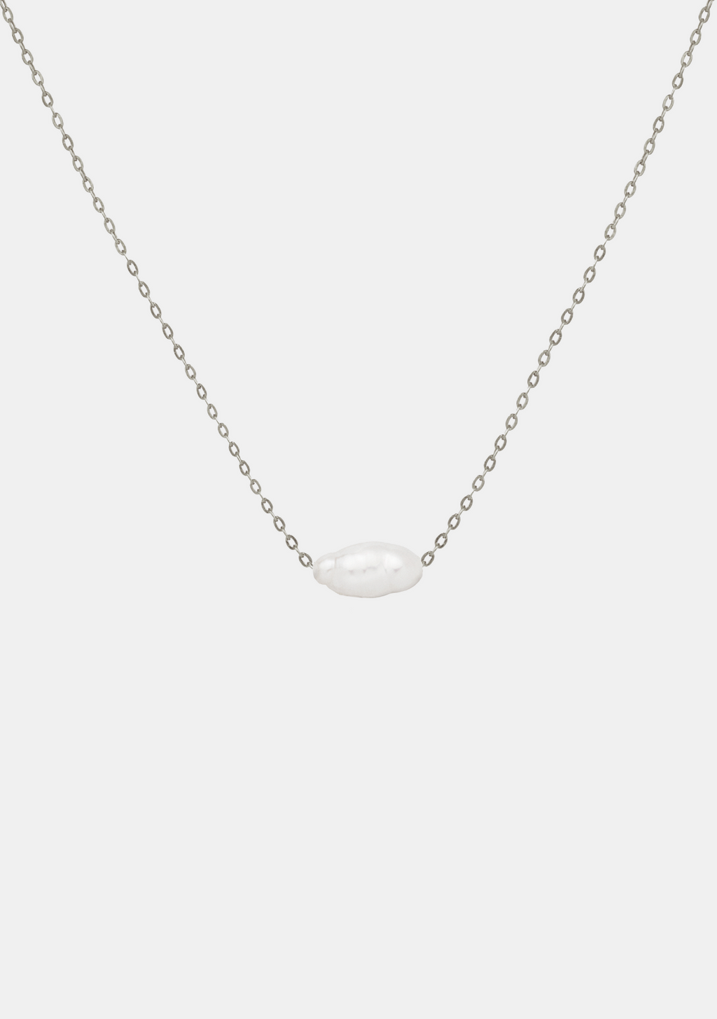 Cielo Single Pearl Necklace - Silver