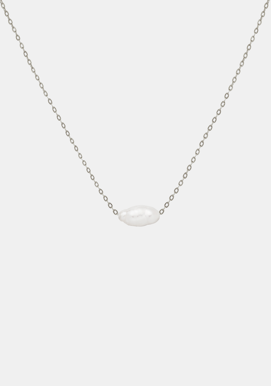 Cielo Single Pearl Necklace - Silver