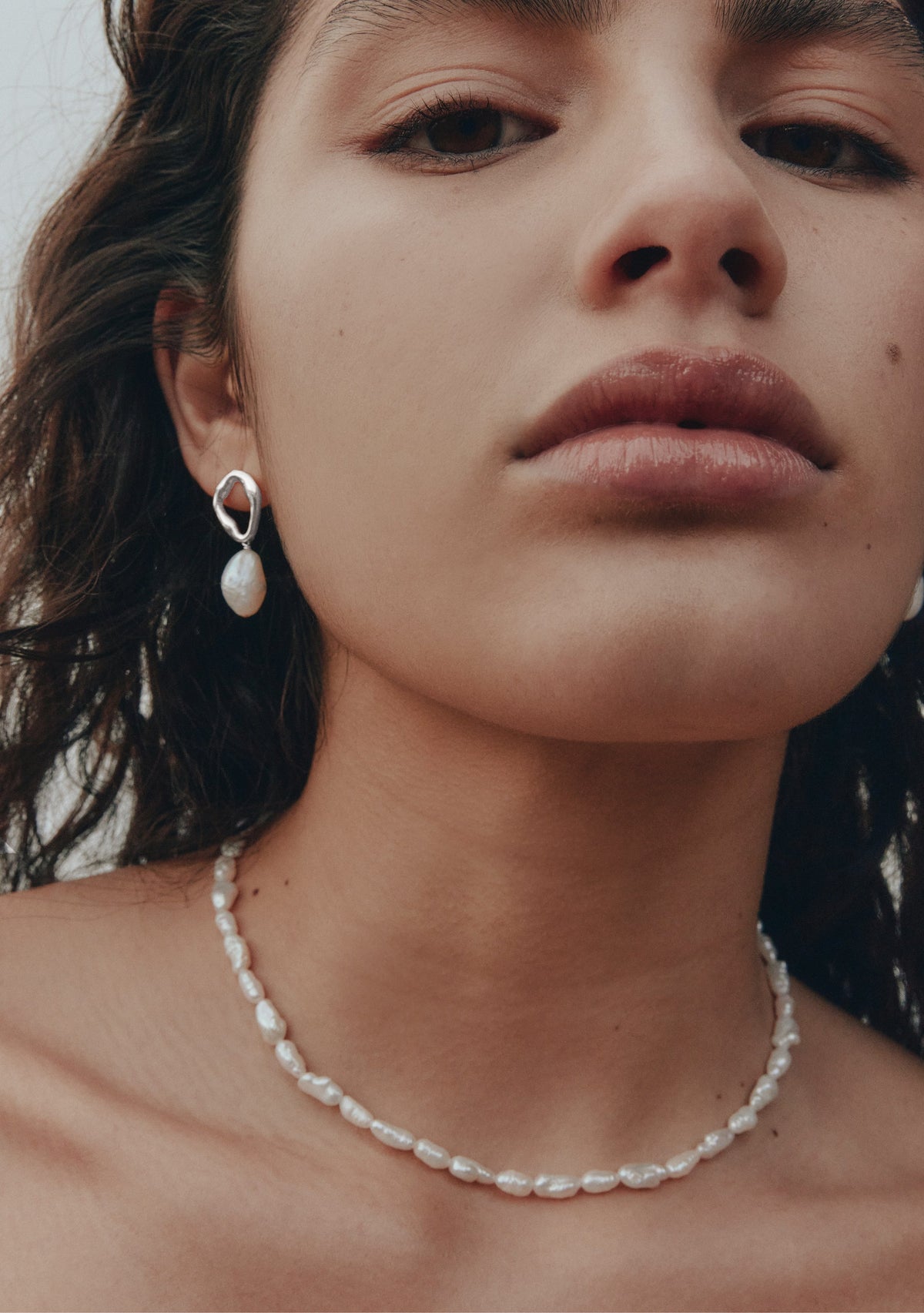 Cielo Pearl Necklace - Silver