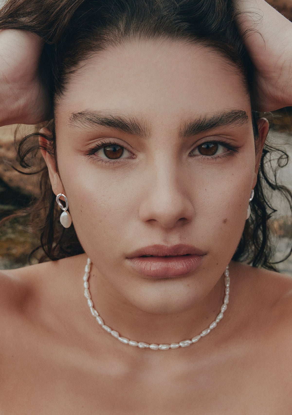 Cielo Pearl Drop Earrings - Silver