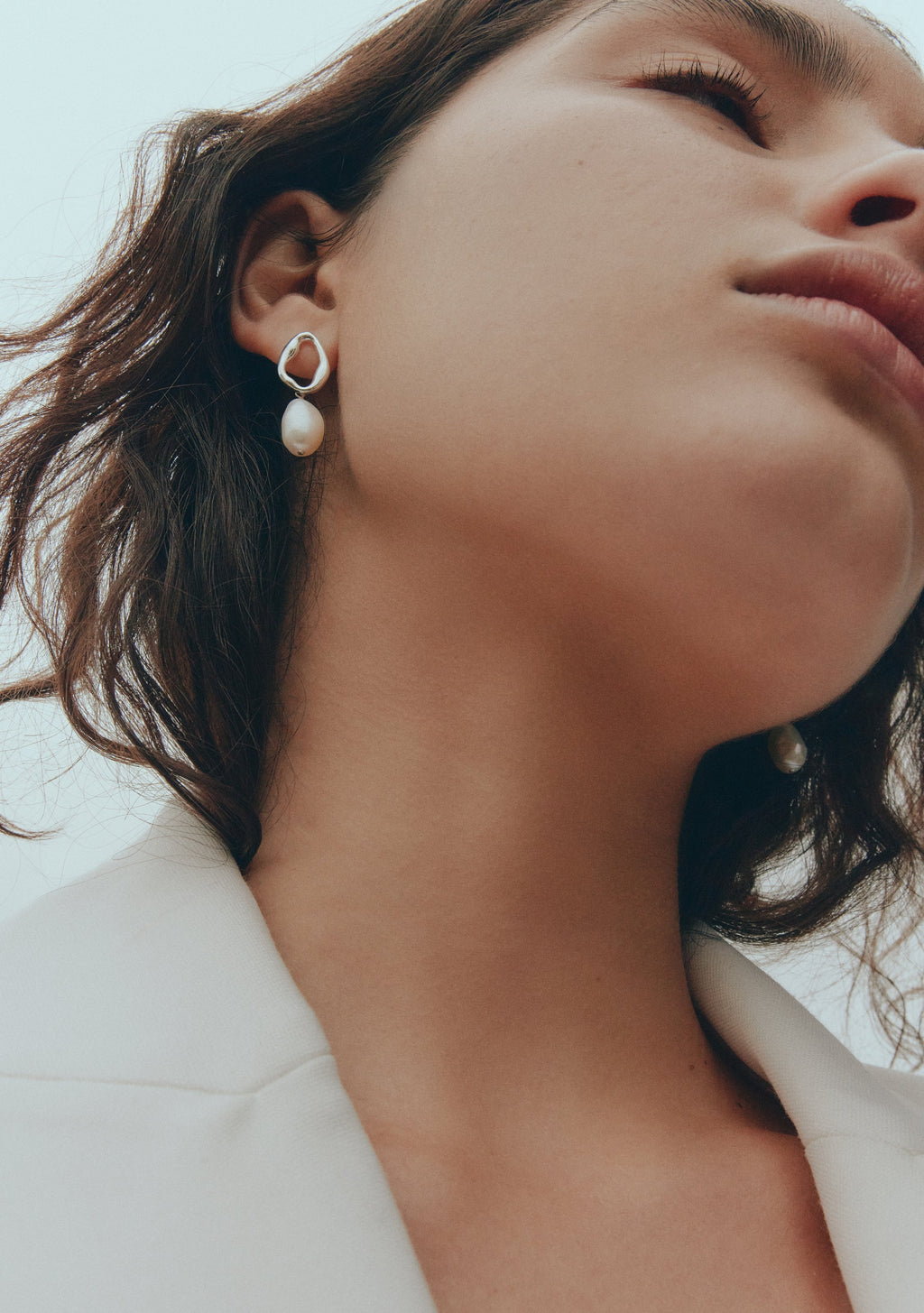 Cielo Pearl Drop Earrings - Silver