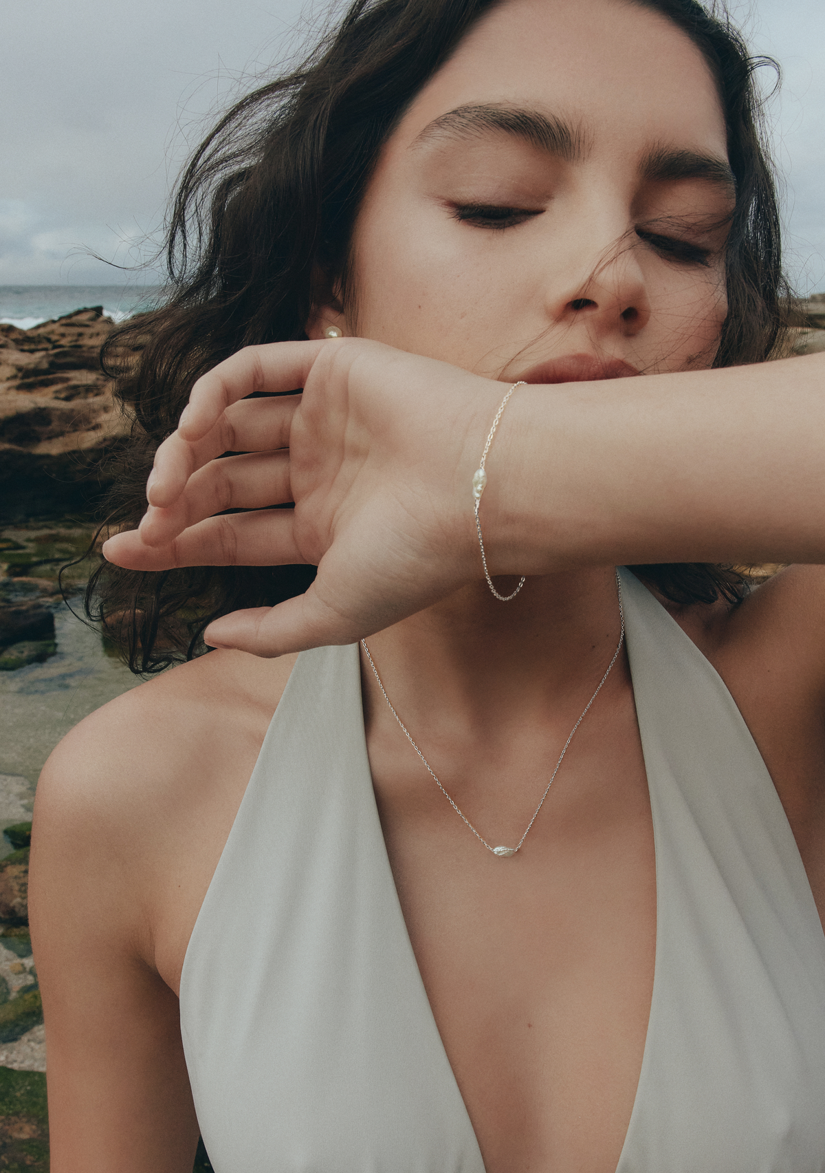 Cielo Single Pearl Bracelet - Silver