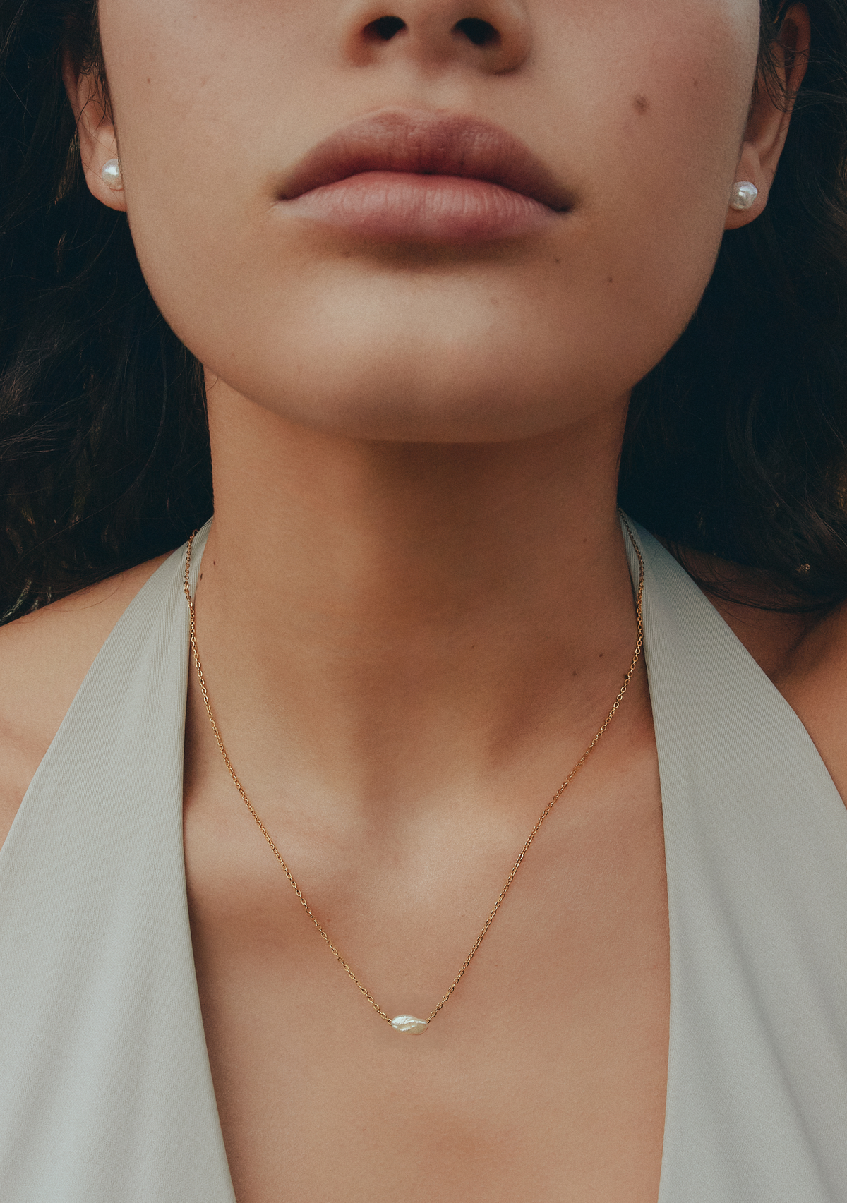 Cielo Single Pearl Necklace - Gold