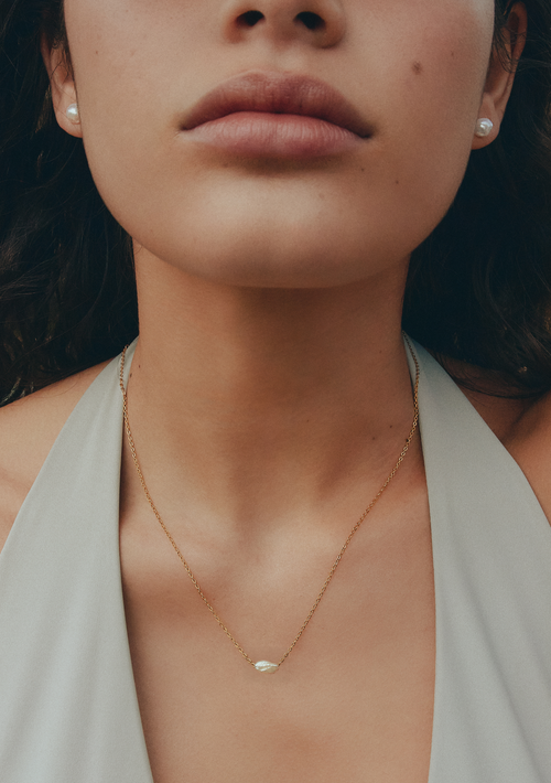 Cielo Single Pearl Necklace - Gold