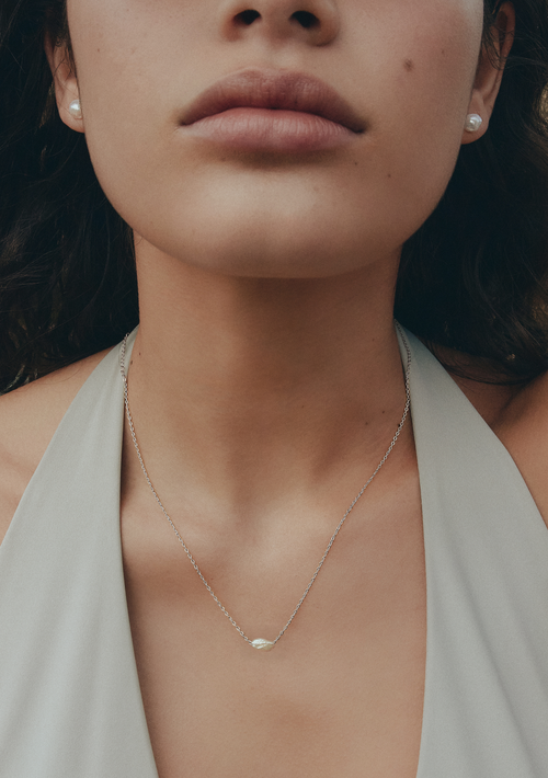 Cielo Single Pearl Necklace - Silver