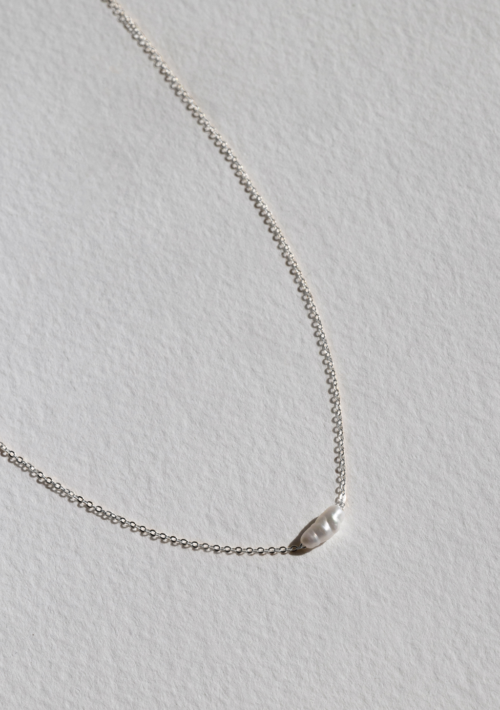 Cielo Single Pearl Necklace - Silver