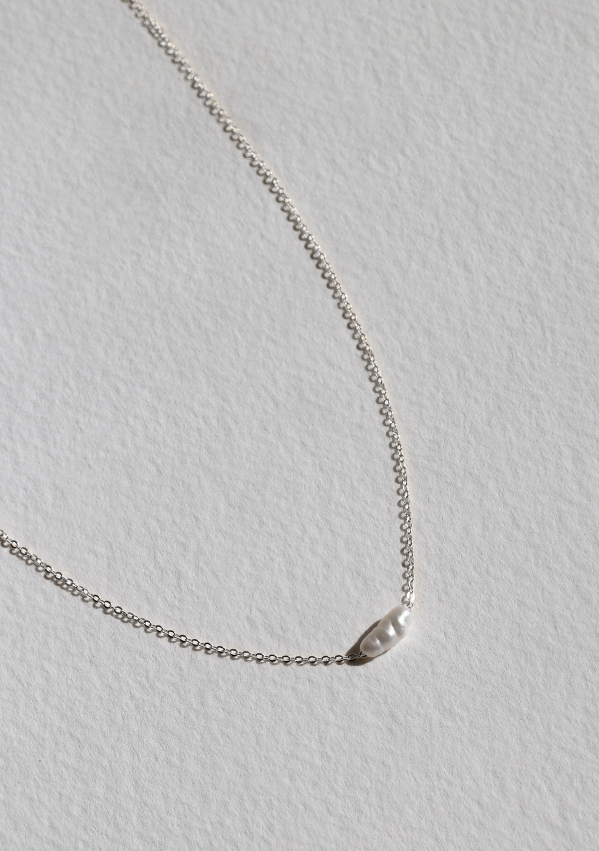Cielo Single Pearl Necklace - Silver
