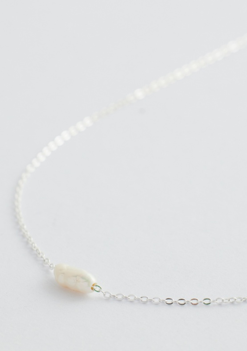 Cielo Single Pearl Necklace - Silver