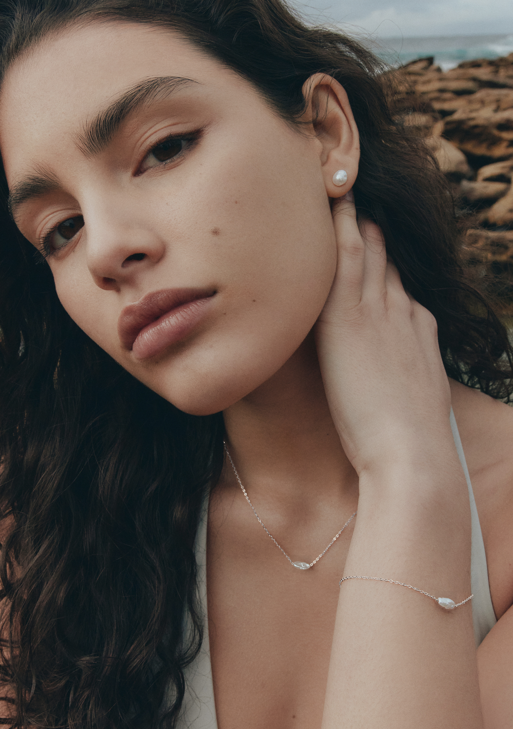 Cielo Single Pearl Necklace - Silver