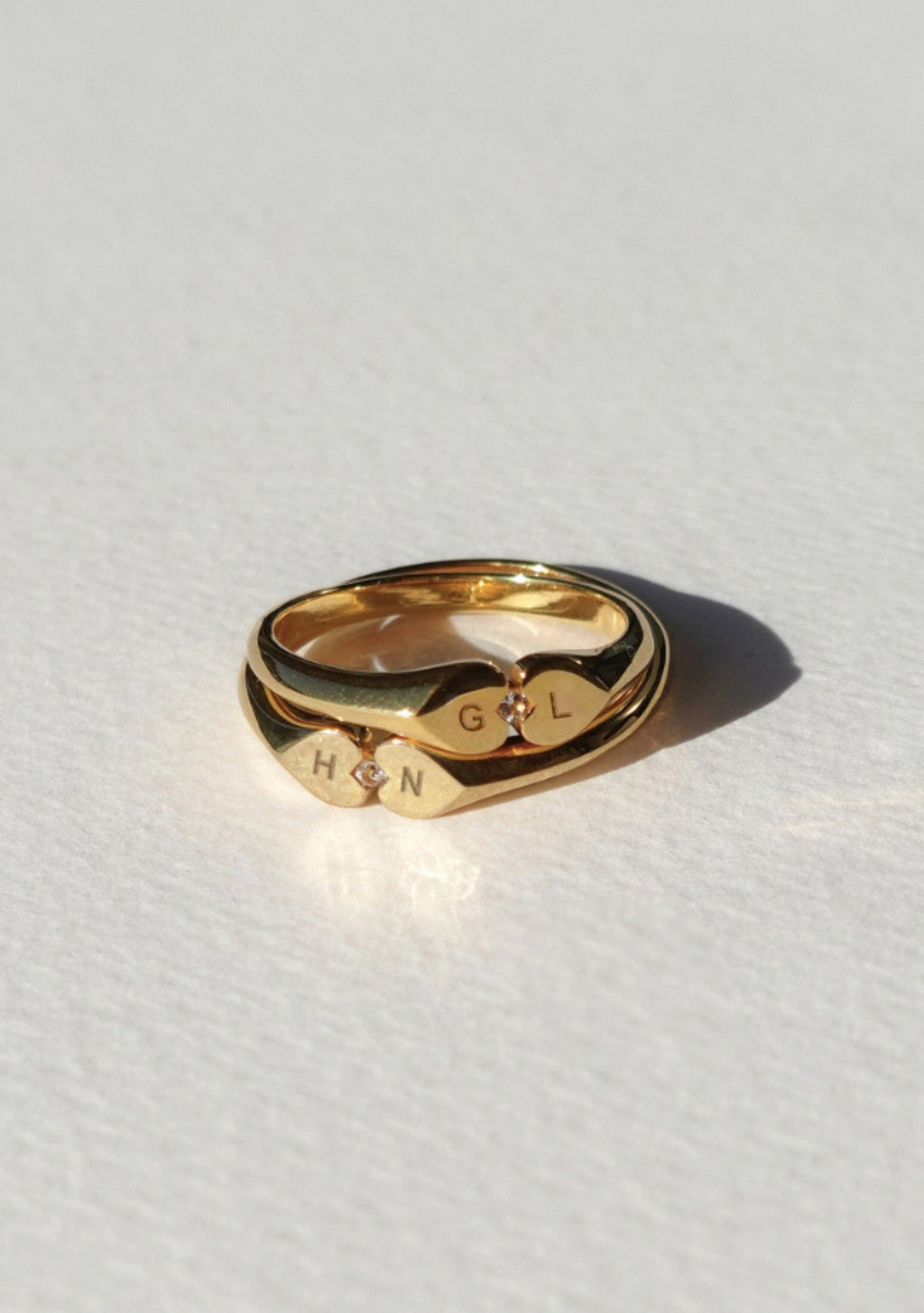 Heart Connection Signet Ring - Gold