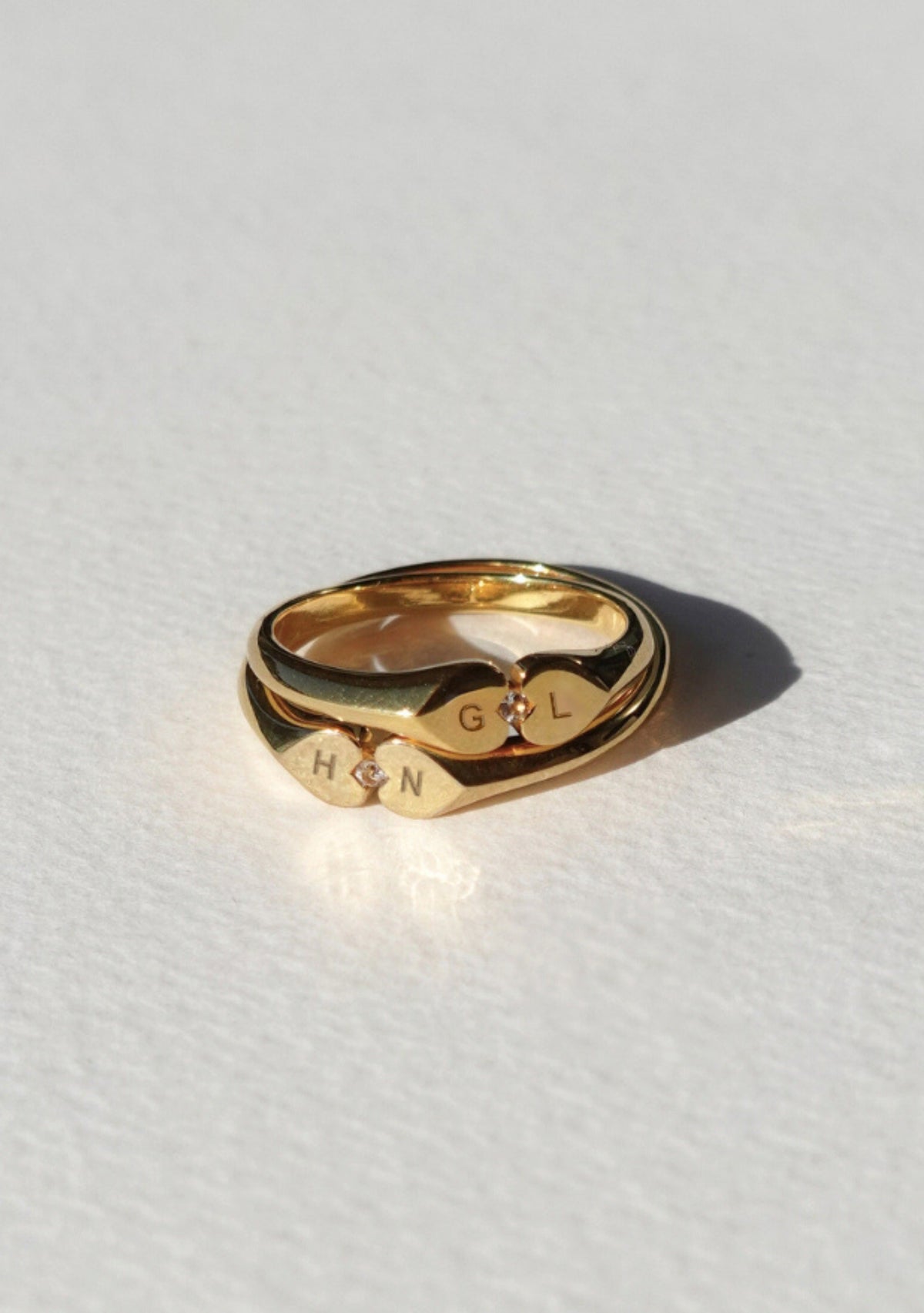 Heart Connection Signet Ring - Gold