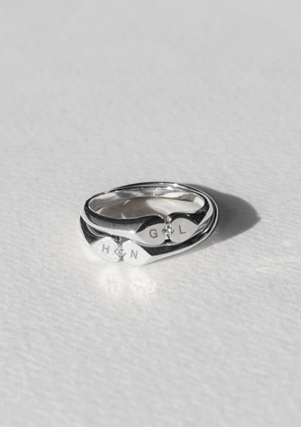 Heart Connection Signet Ring - Silver