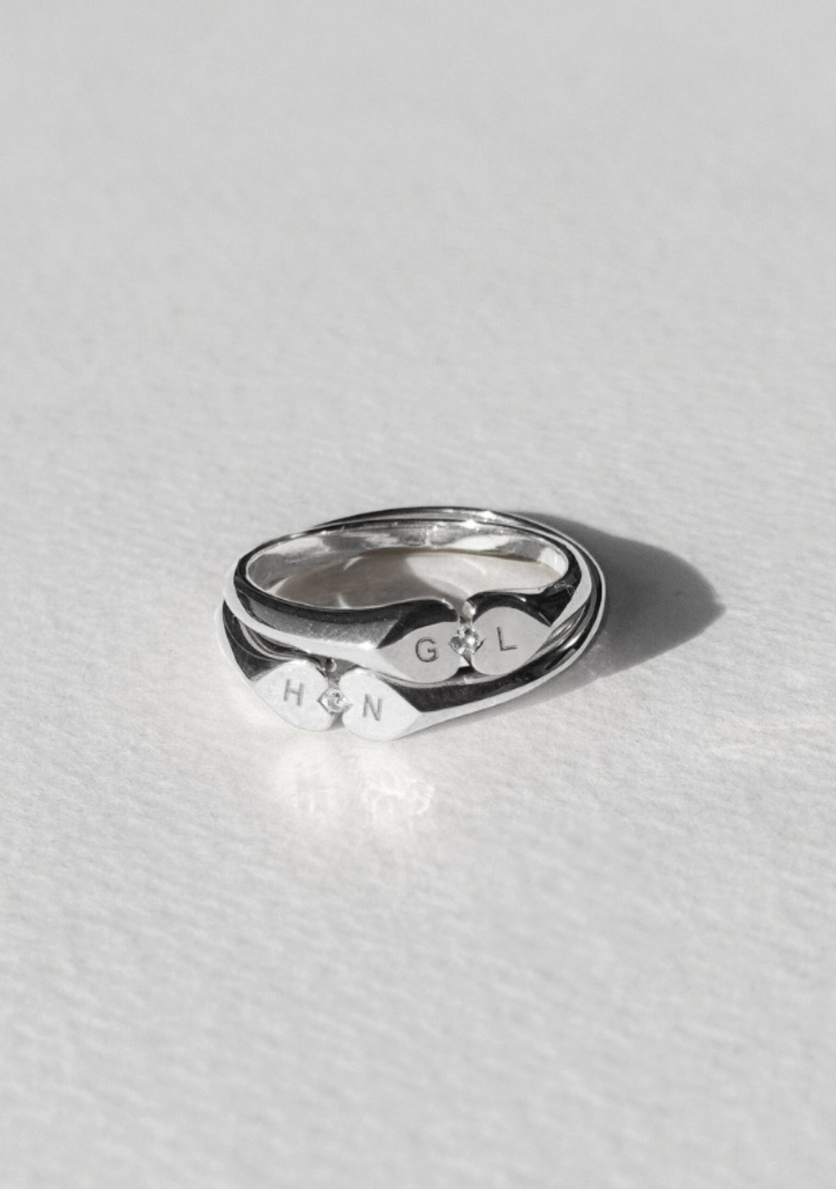 Heart Connection Signet Ring - Silver