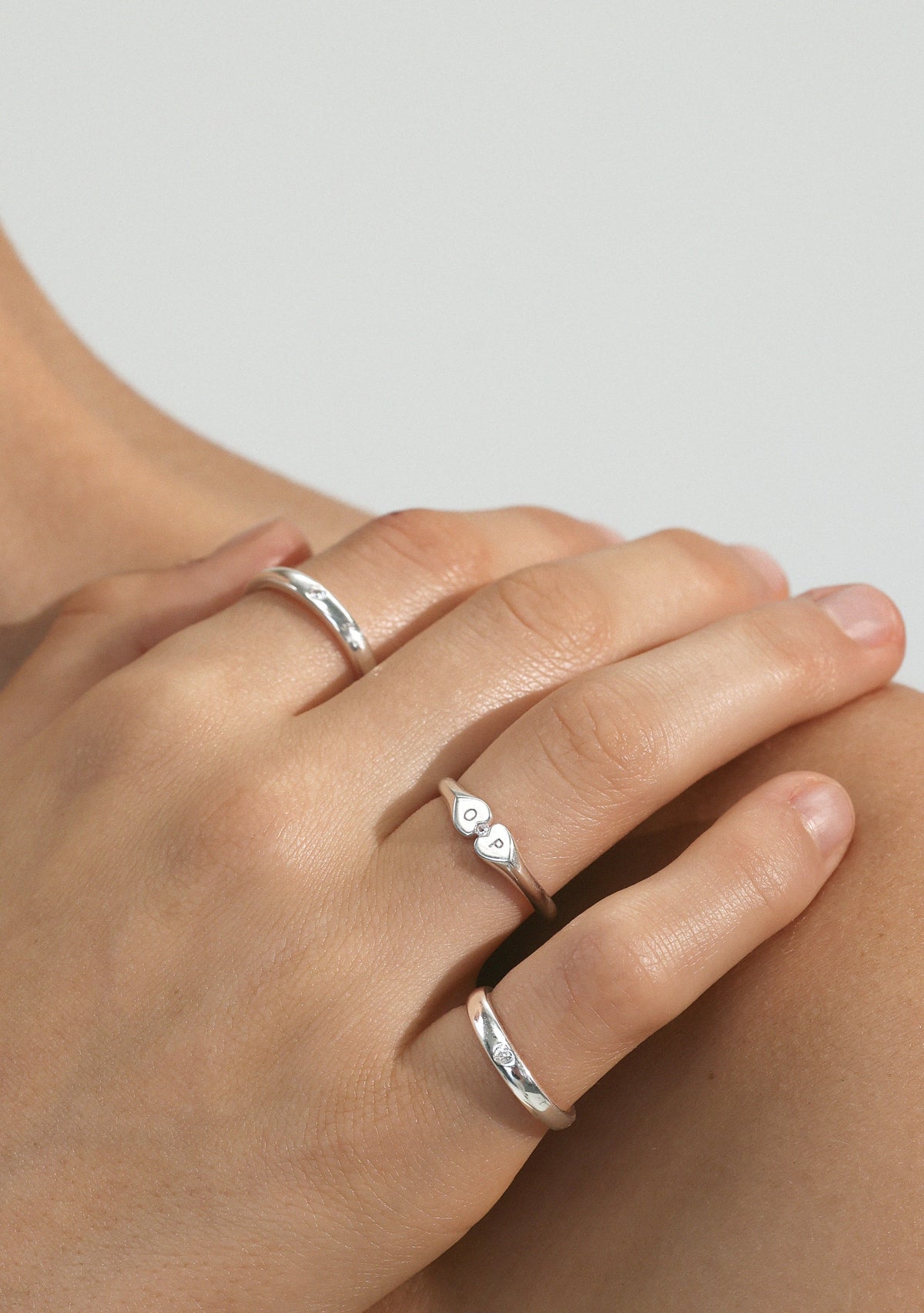 Heart Connection Signet Ring - Silver