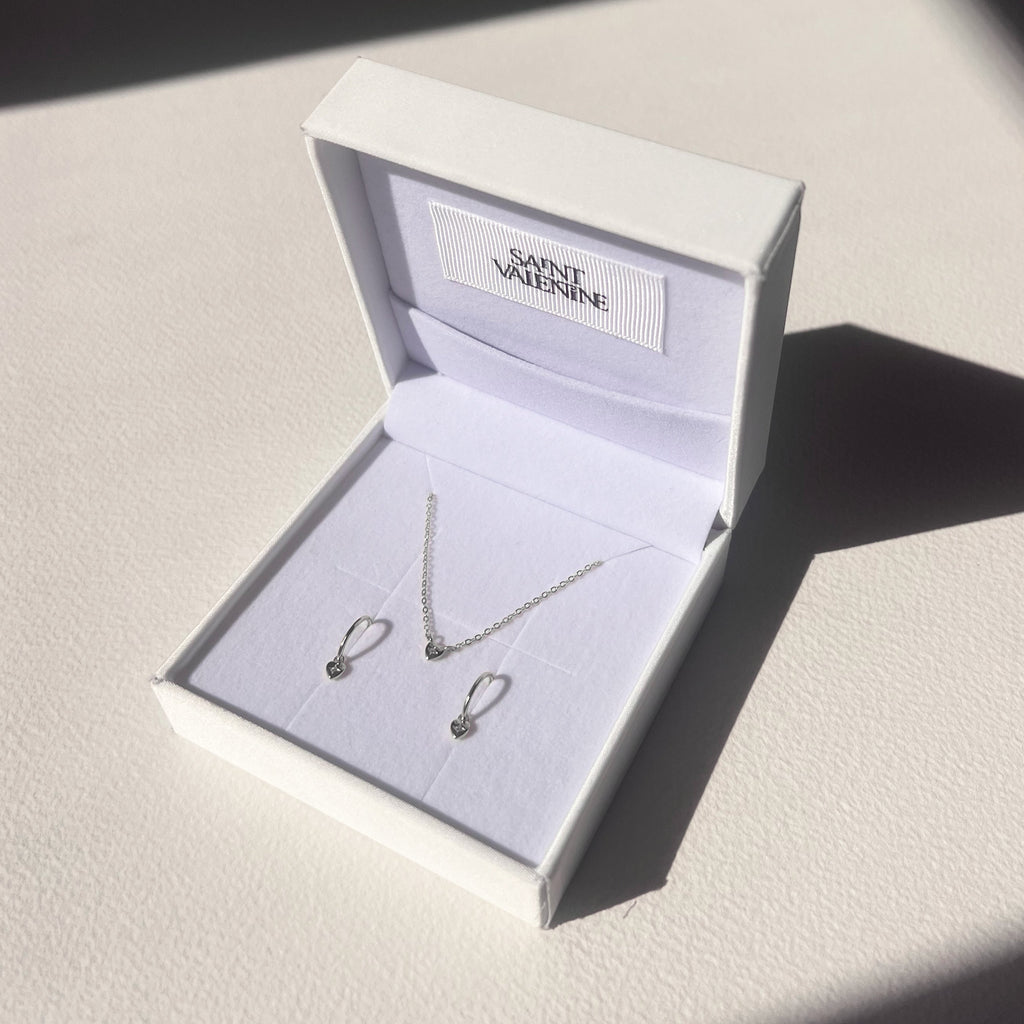Mini Heart Hoops - Silver