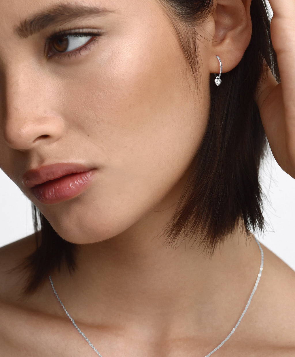 Mini Heart Hoops - Silver