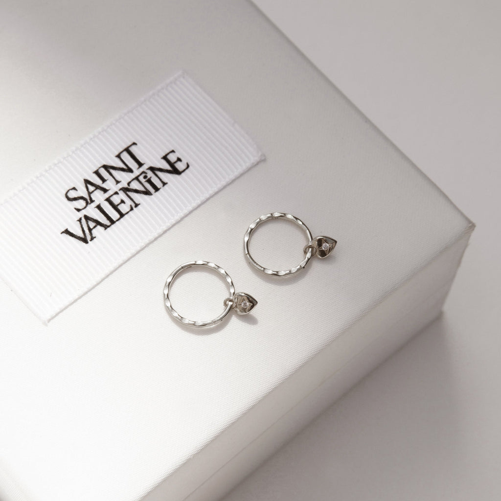 Mini Heart Hoops - Silver