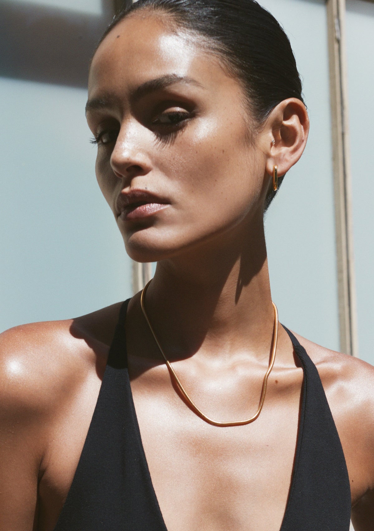 Oslo Round Snake Chain Necklace - Gold