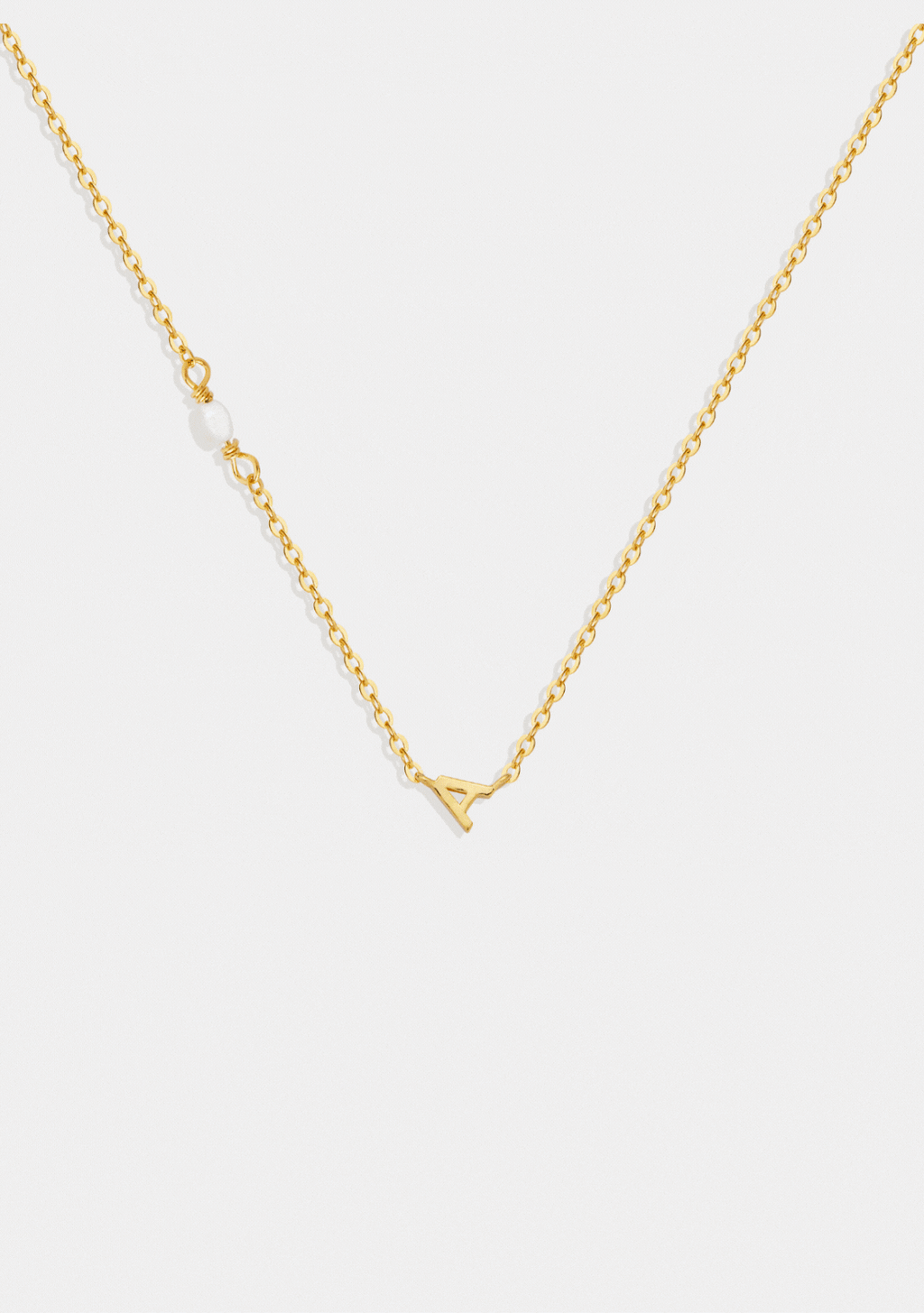 Pearl Letter Necklace - Gold