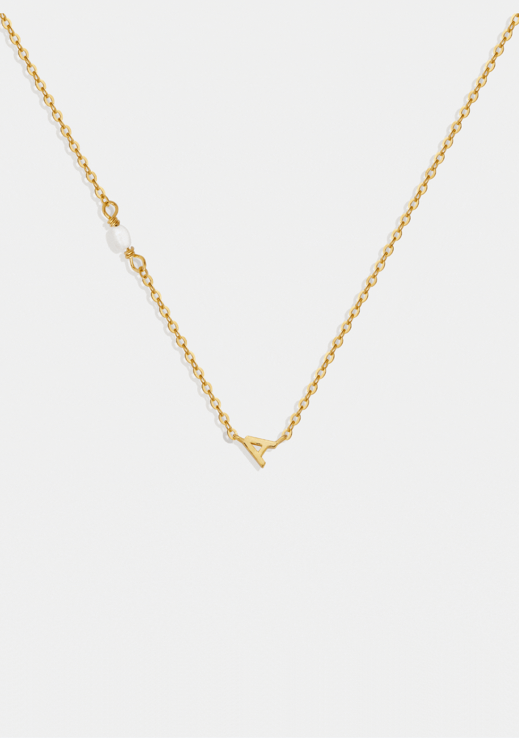 Pearl Letter Necklace - Gold
