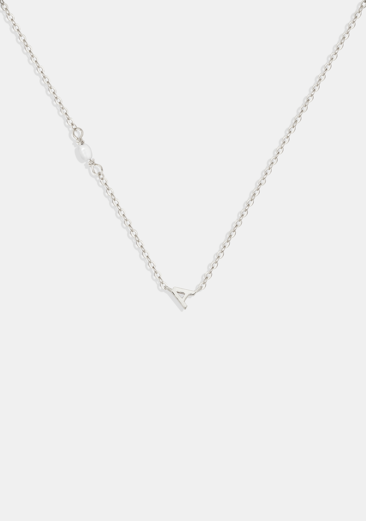 Pearl Letter Necklace - Silver