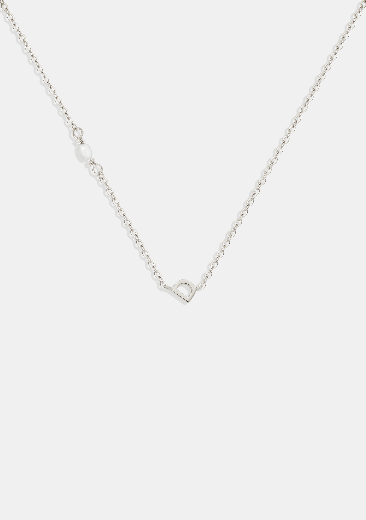 Pearl Letter Necklace - Silver