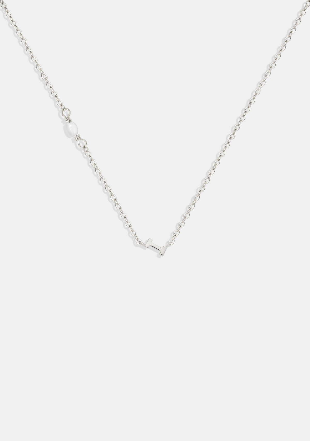 Pearl Letter Necklace - Silver