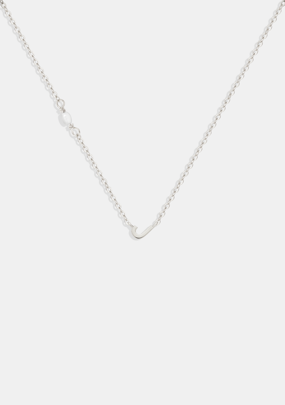Pearl Letter Necklace - Silver