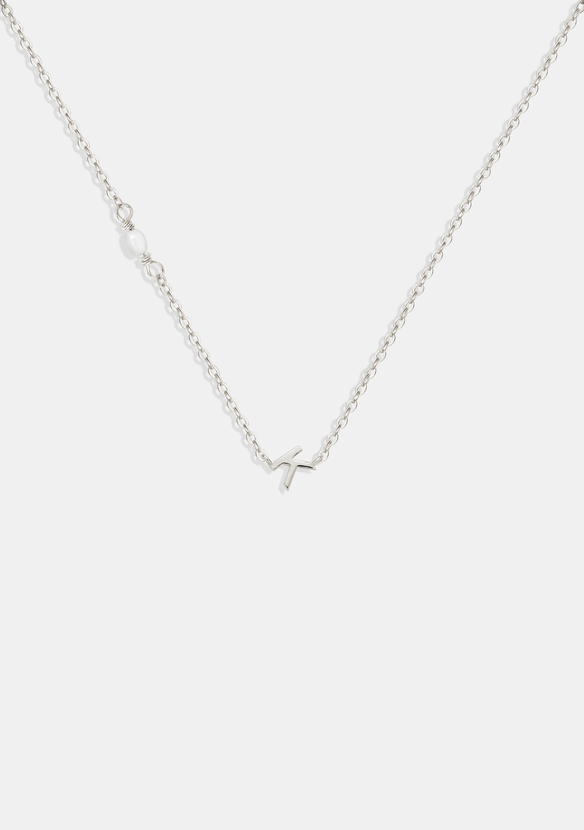 Pearl Letter Necklace - Silver