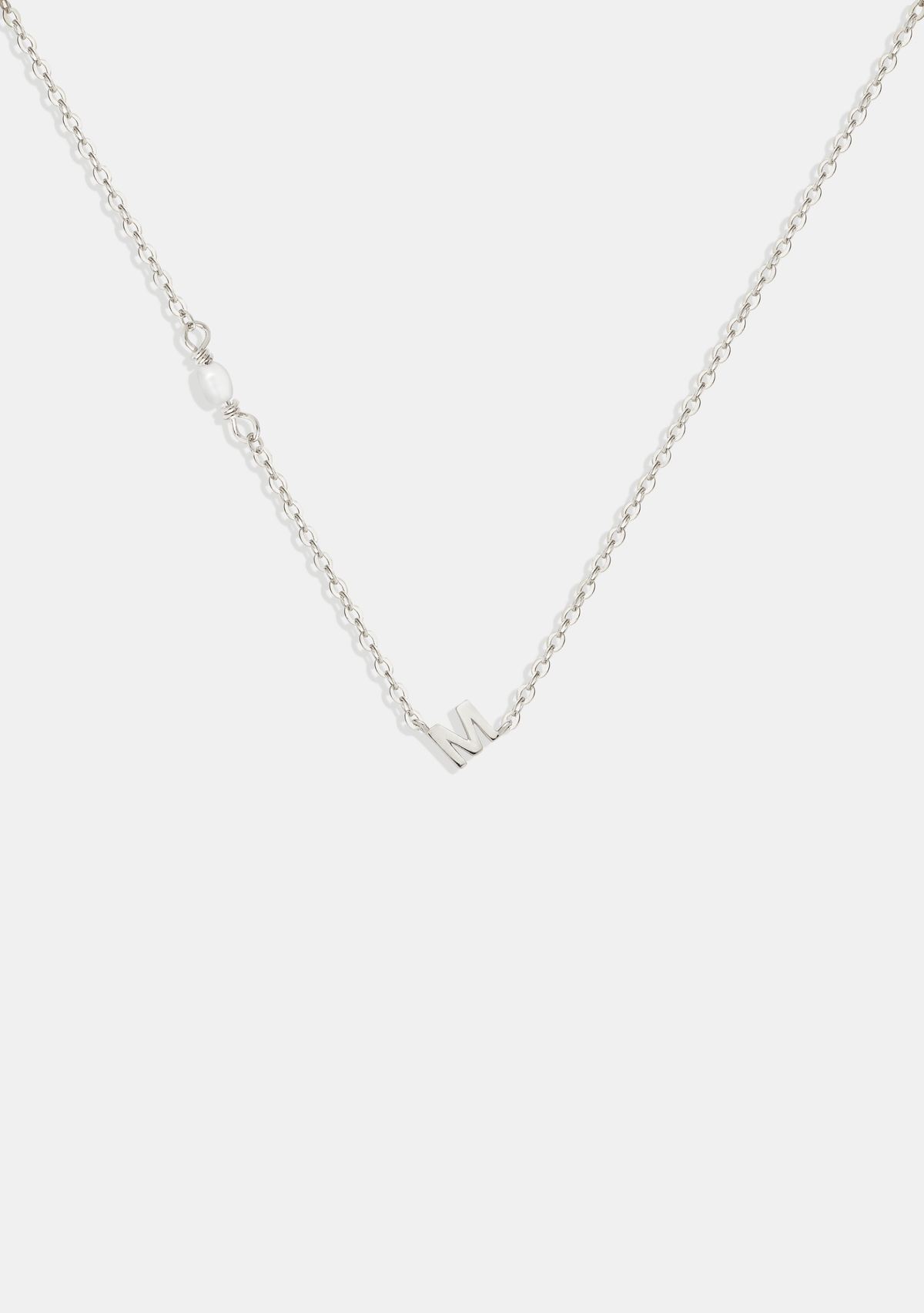 Pearl Letter Necklace - Silver