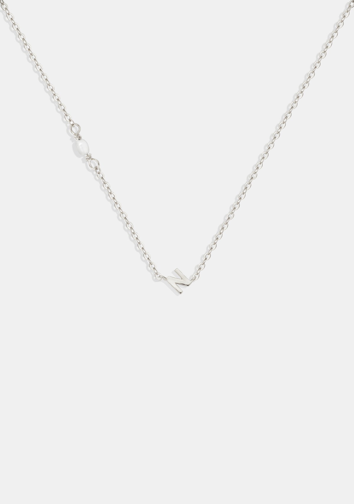 Pearl Letter Necklace - Silver