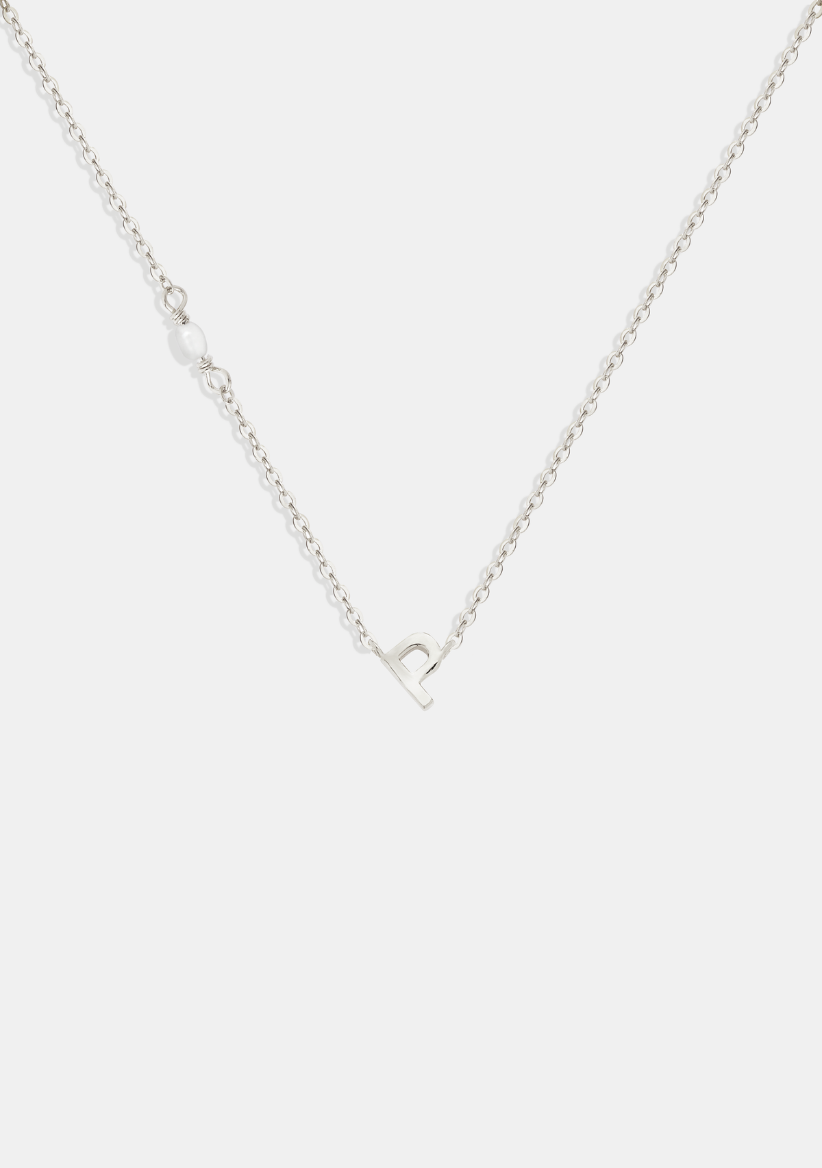 Pearl Letter Necklace - Silver