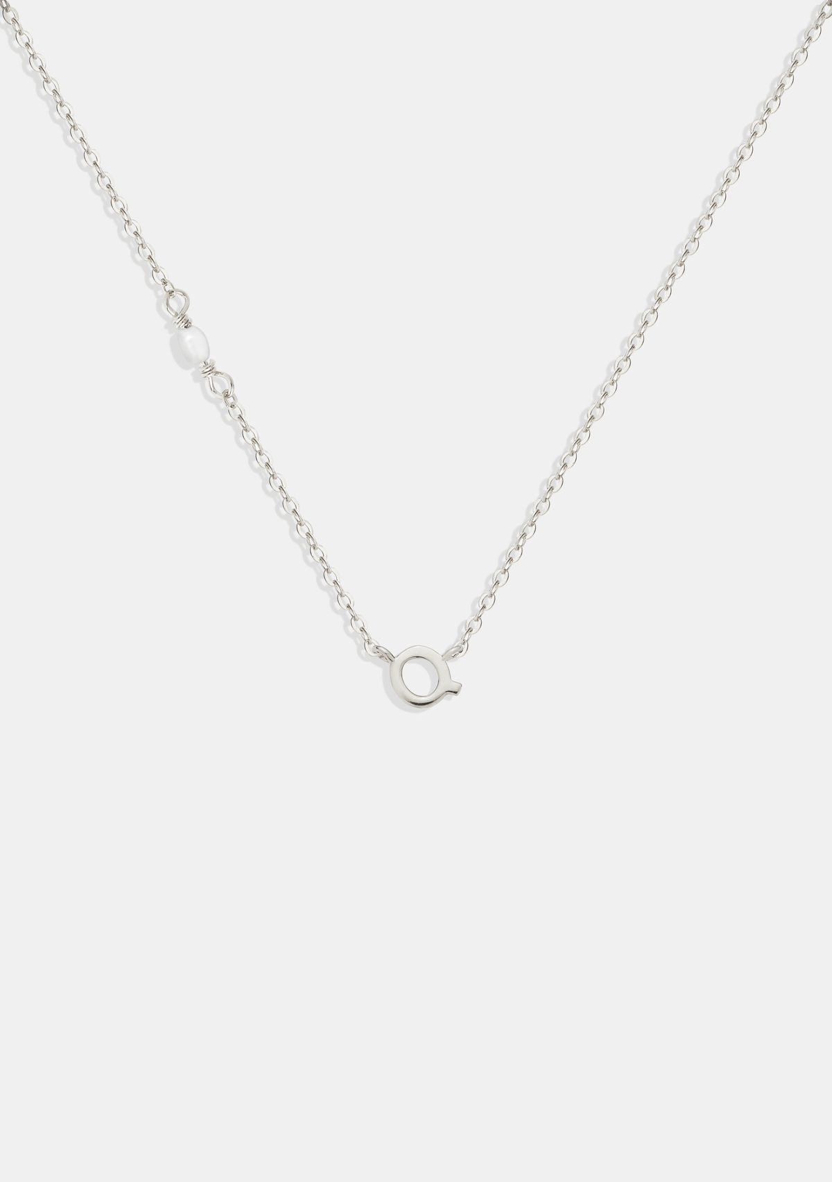 Pearl Letter Necklace - Silver