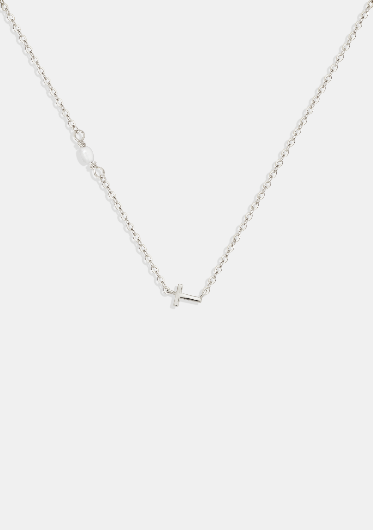 Pearl Letter Necklace - Silver