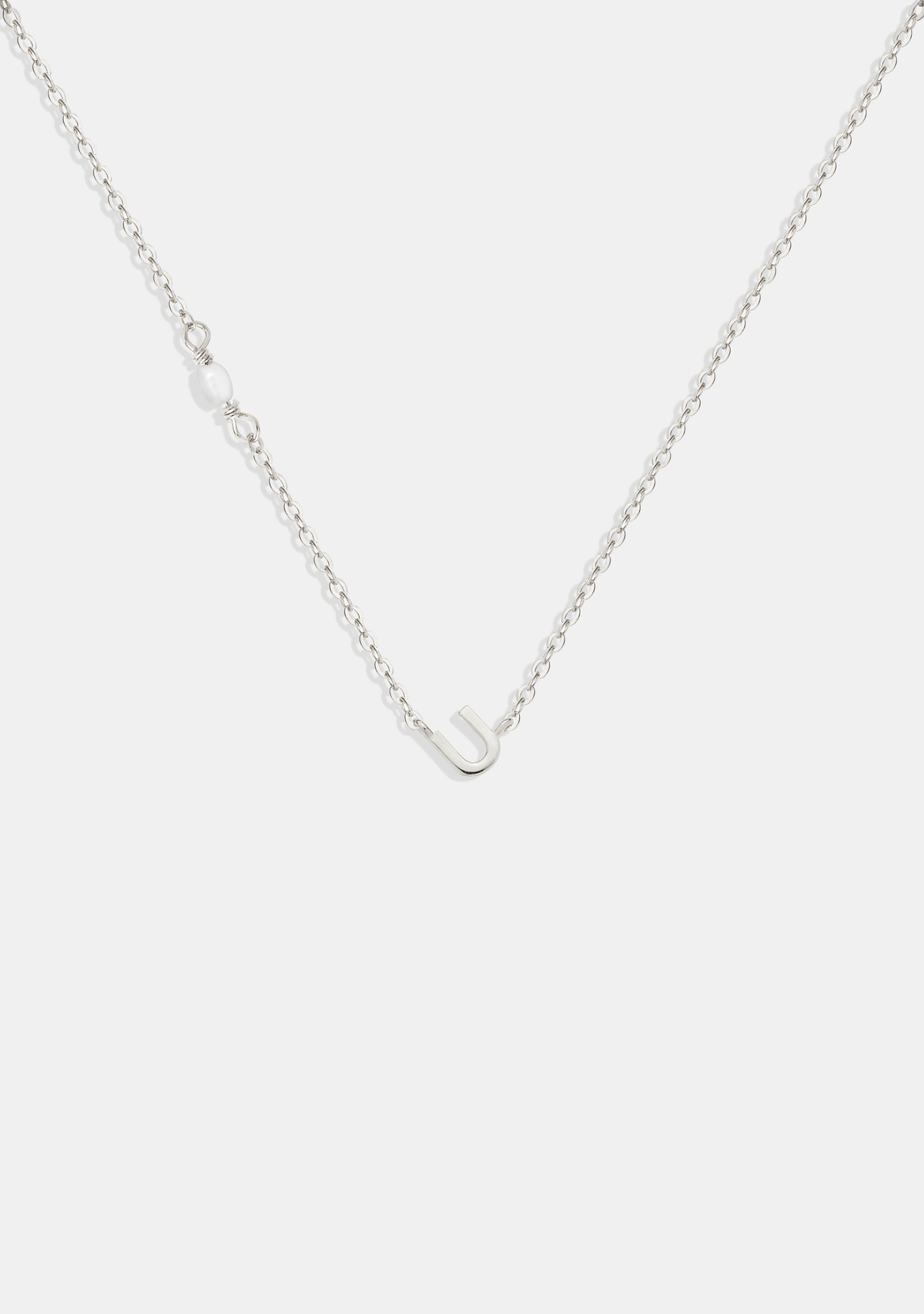 Pearl Letter Necklace - Silver