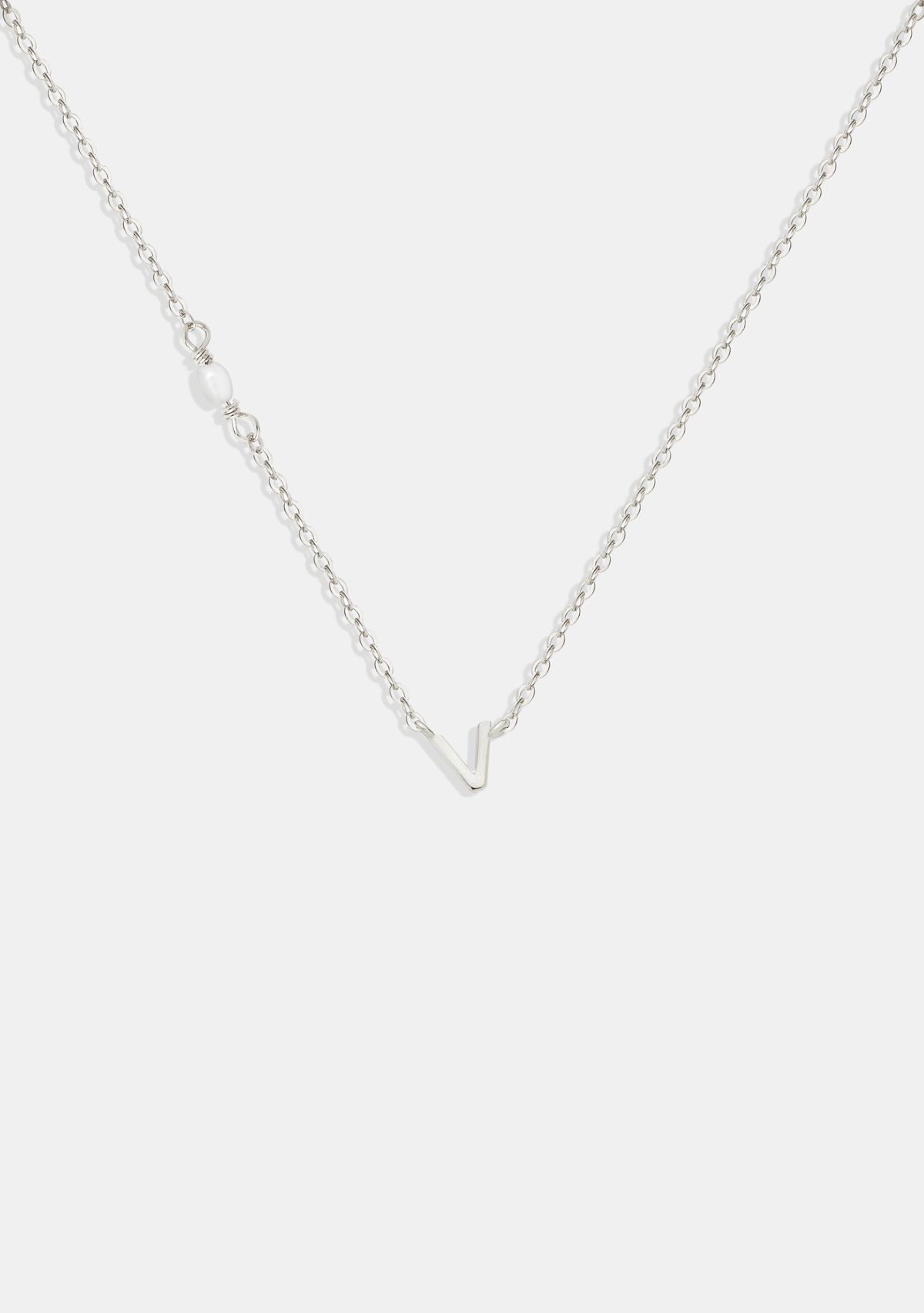 Pearl Letter Necklace - Silver