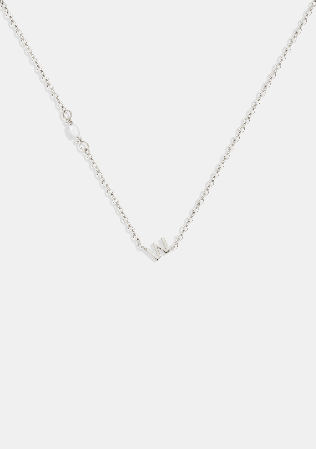 Pearl Letter Necklace - Silver