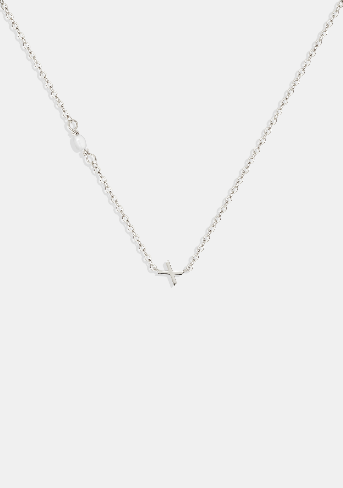 Pearl Letter Necklace - Silver