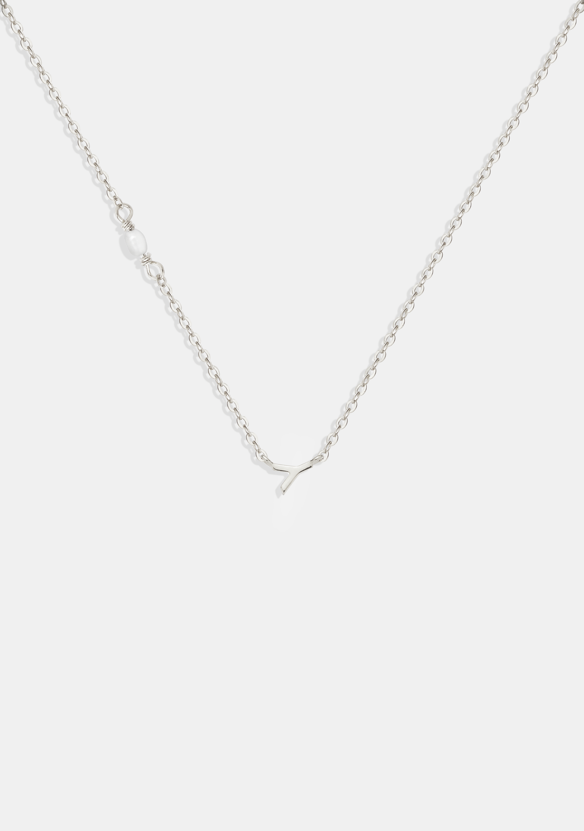 Pearl Letter Necklace - Silver