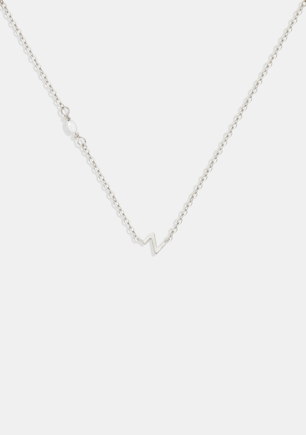 Pearl Letter Necklace - Silver