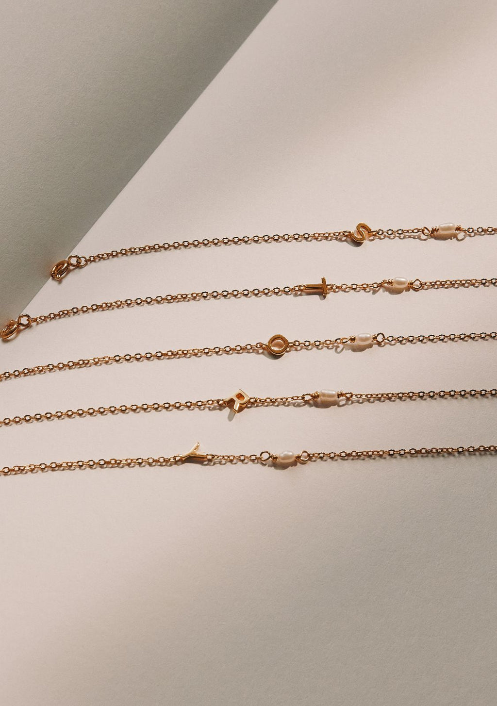 Pearl Letter Bracelet - Gold