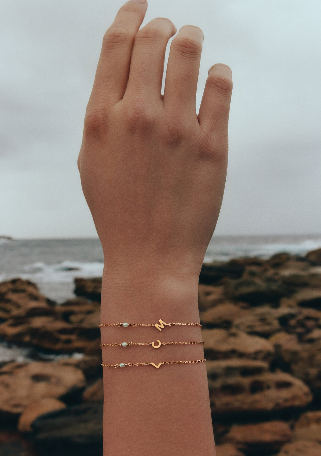 Pearl Letter Bracelet - Gold