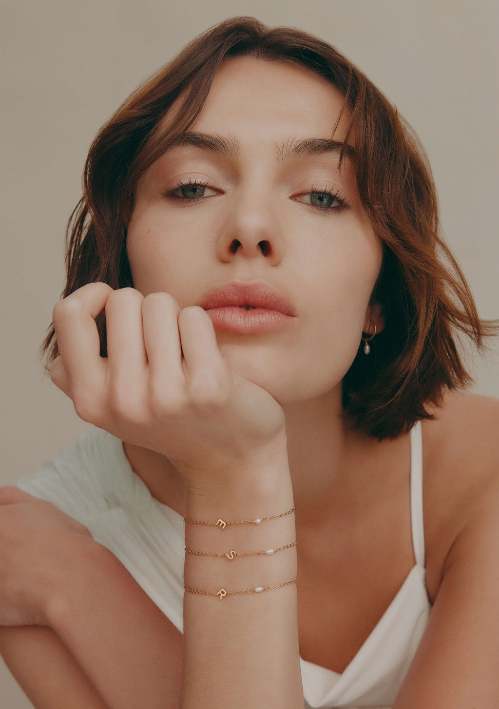Pearl Letter Bracelet - Gold
