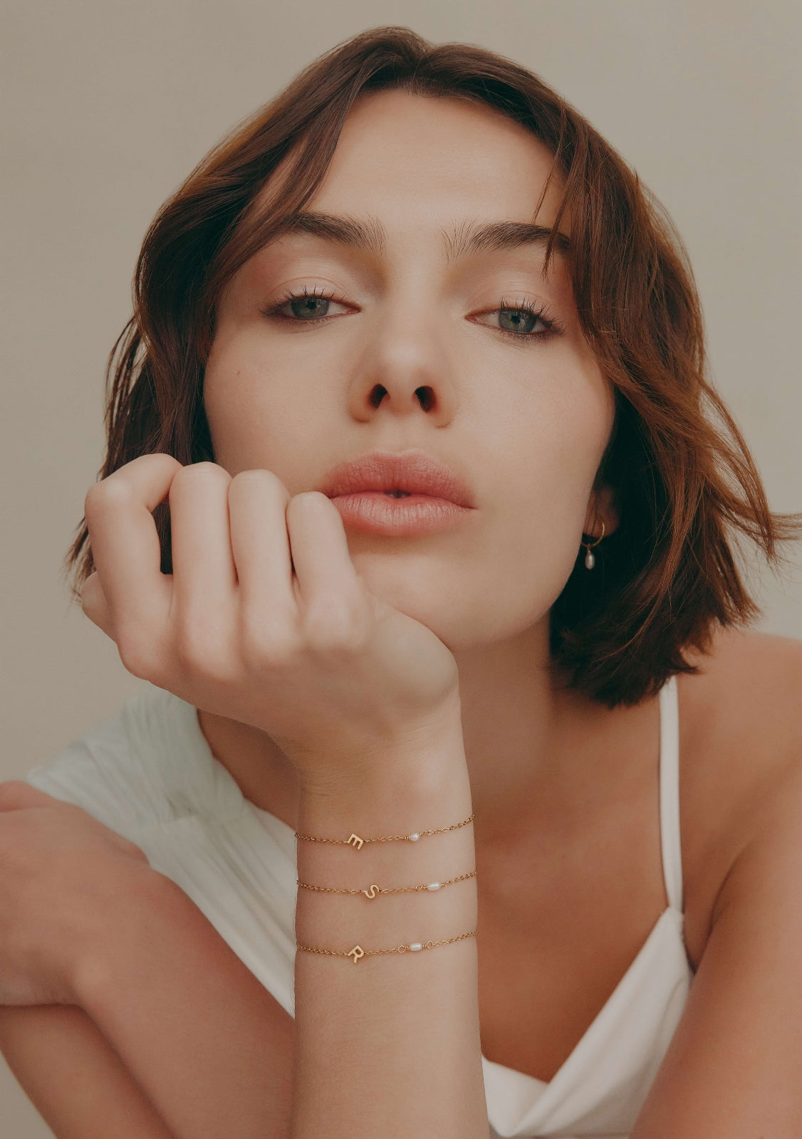Pearl Letter Bracelet - Gold