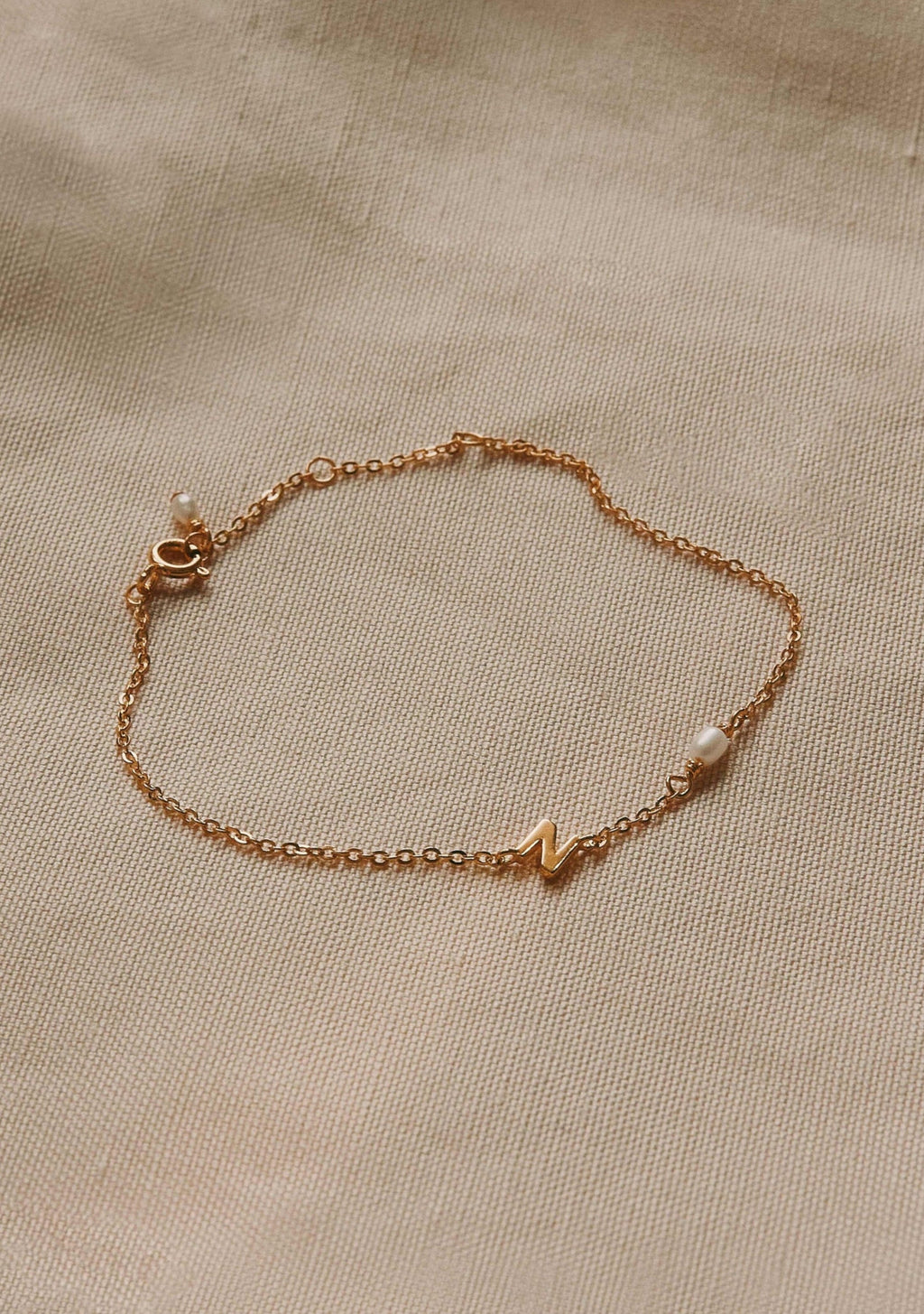 Pearl Letter Bracelet - Gold