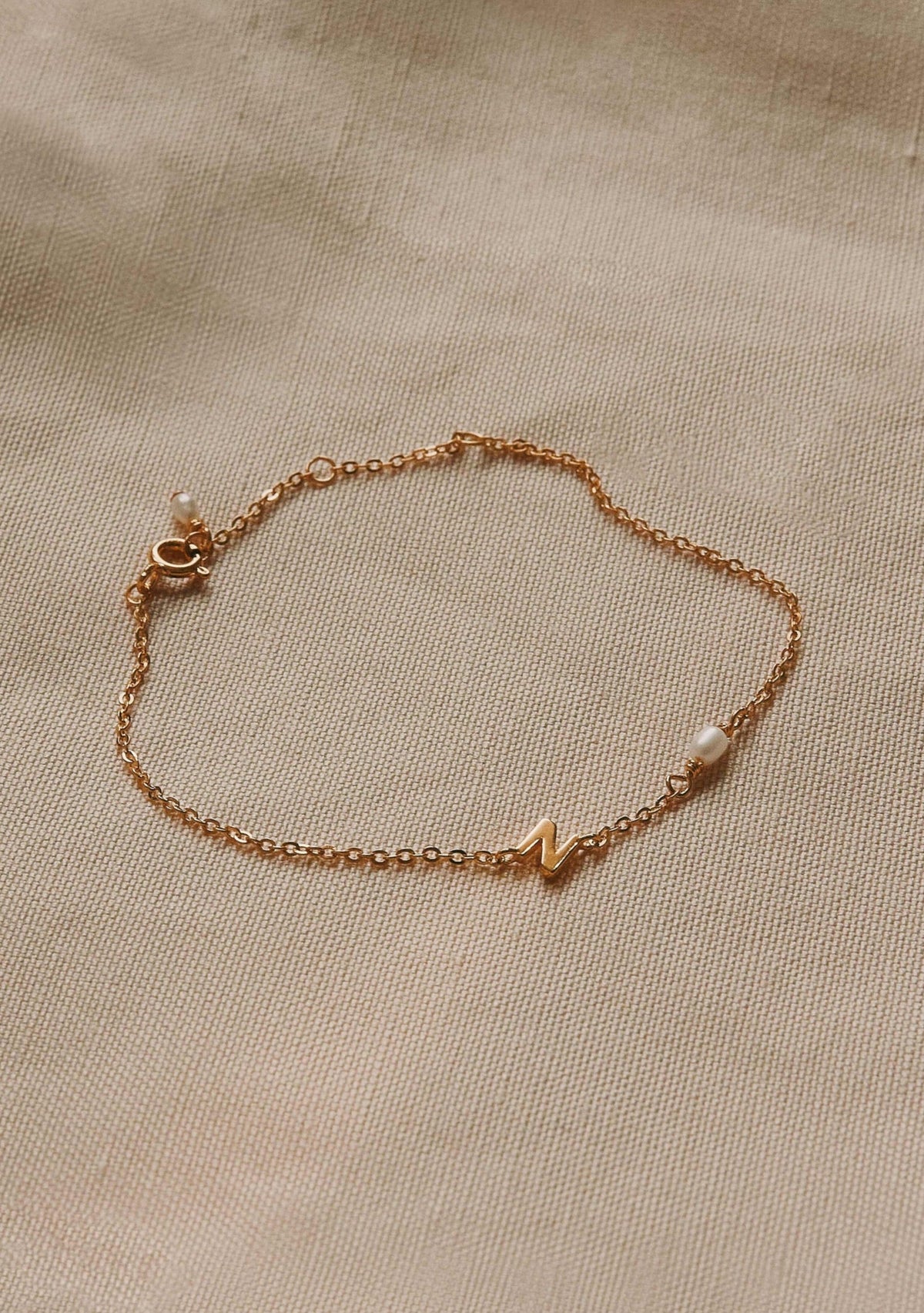 Pearl Letter Bracelet - Gold