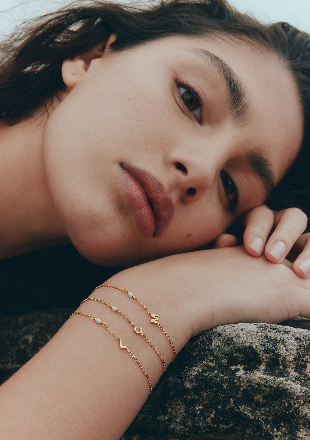 Pearl Letter Bracelet - Gold